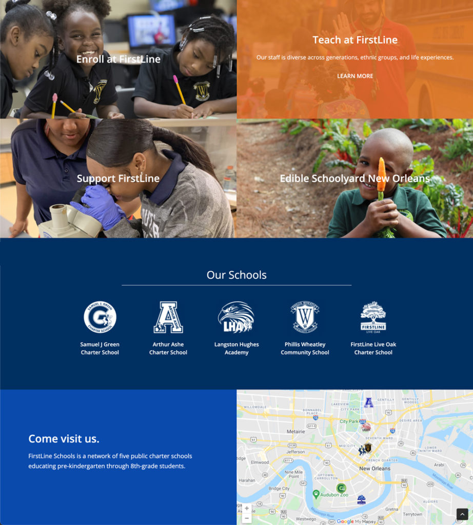 Screenshot of Firstline Schools Home page